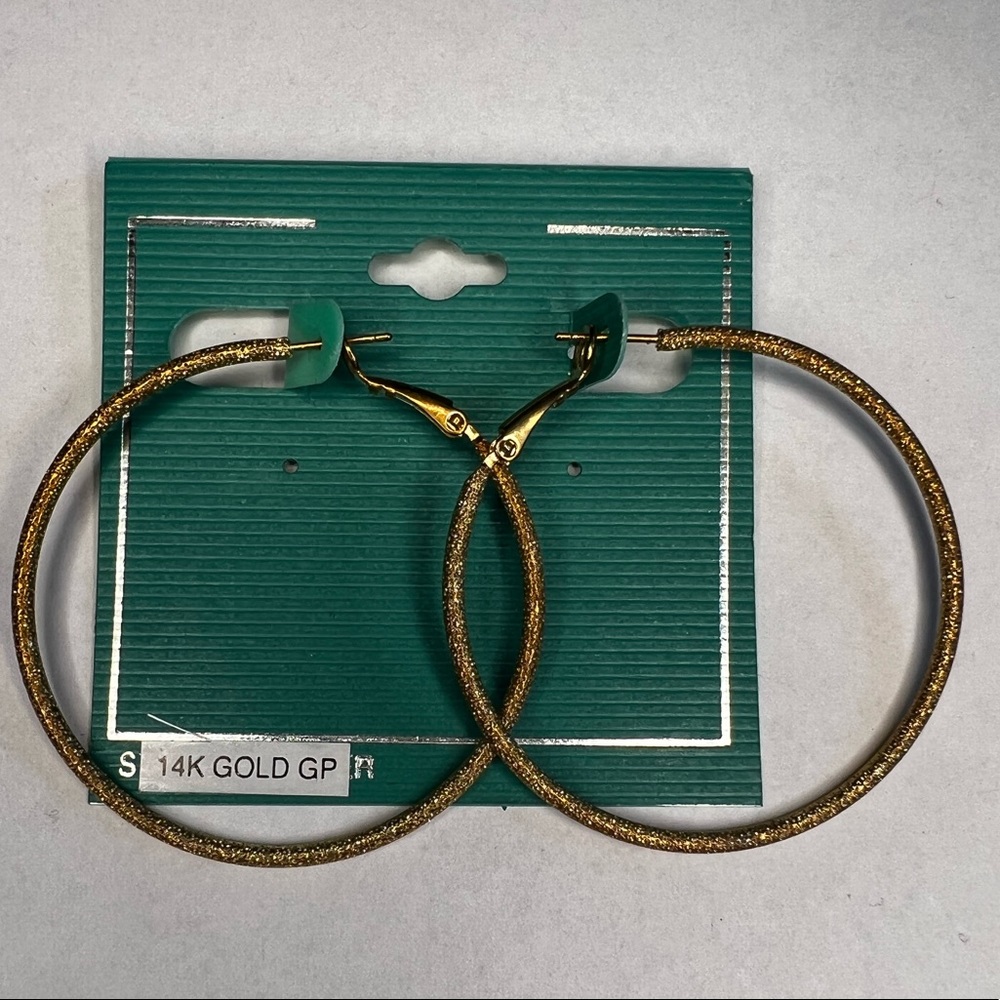 NEW 14K GP hoops.  2” in diameter
